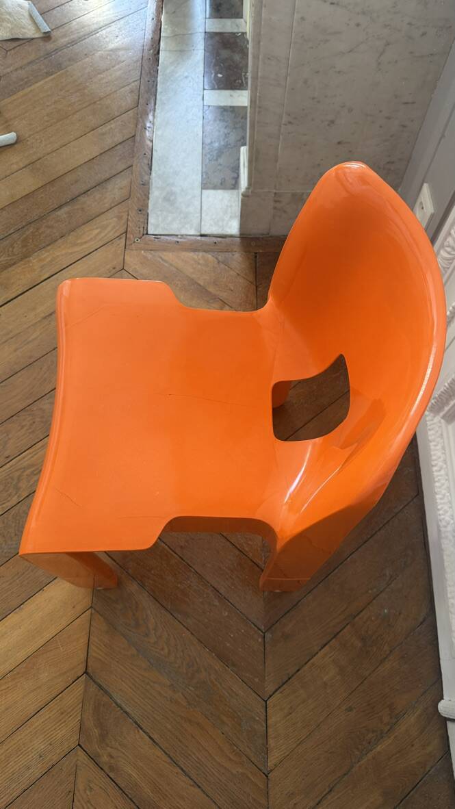 Vintage 1970 Joe Colombo 860 861 Kartell chair bright orange