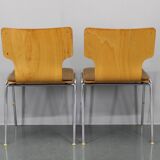 1970s Set of Four Plywood Chairs with Fabric Upholstery , Germany