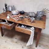Table d’office L140,5xP80cm XIX° 2 tiroirs
