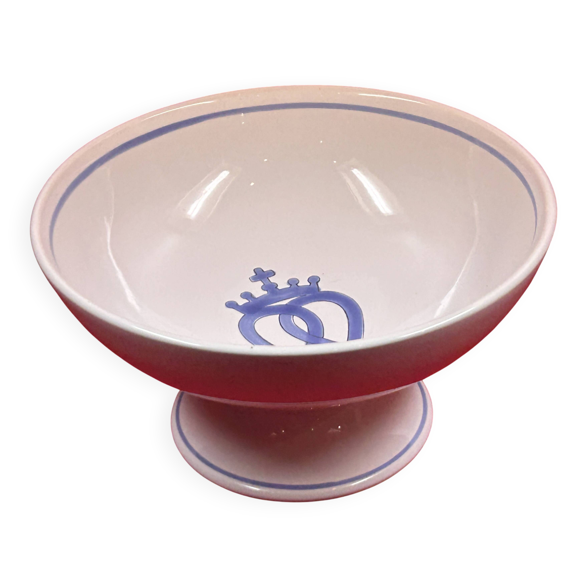 Salad bowl, bowl, stand-mounted compote dish, shower, Pornic, Vendée Heart, Chouan