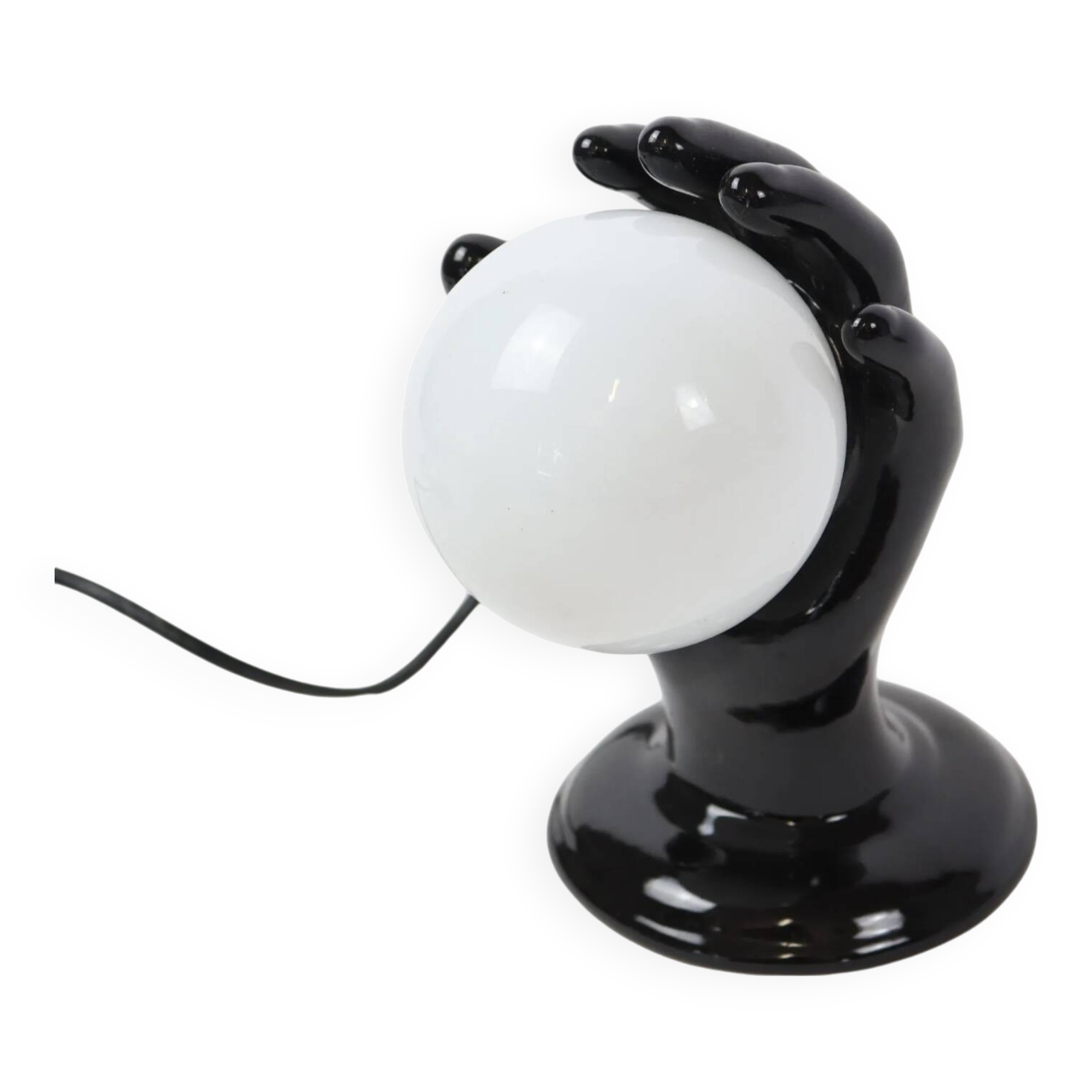 Table lamp / Wall lamp "hand" in black enameled porcelain
