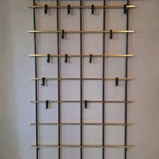 Wall mounted brass and metal coat and hat rack, 1960s