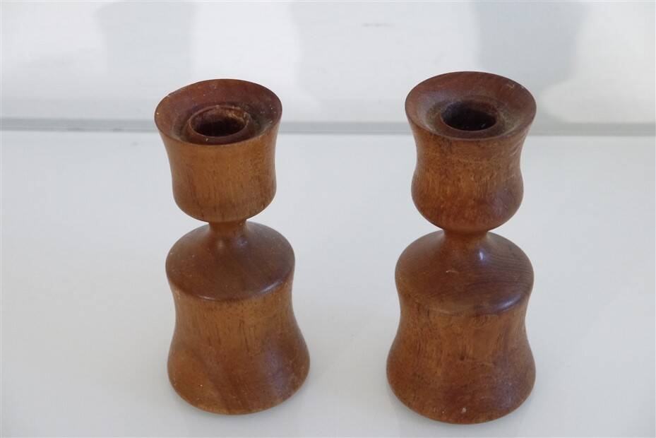 Pair of Danish teak candlesticks 1960