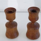 Pair of Danish teak candlesticks 1960