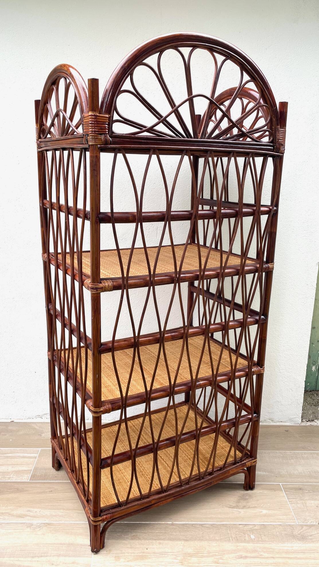 Vintage rattan bookshelf
