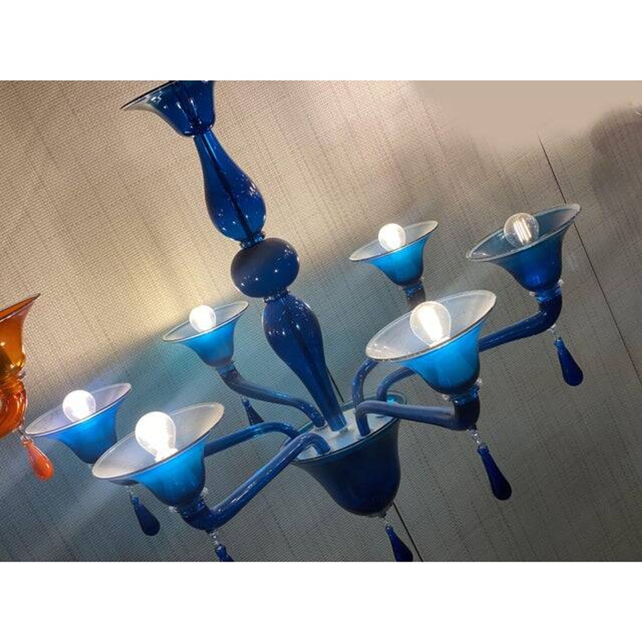 Contemporary Translucent Light-Blue Murano Glass Chandelier