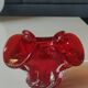 Murano Ashtray/Tray. Organic floral shape. Ruby red, 14cm.