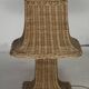 Lampe de table champignon "Pagode" en osier et rotin, Pays-Bas 1980