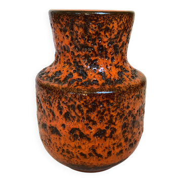 Orange sea foam fat lava vase