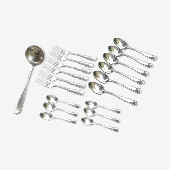 Set of 19 cutlery forks spoons large and small louche silver metal