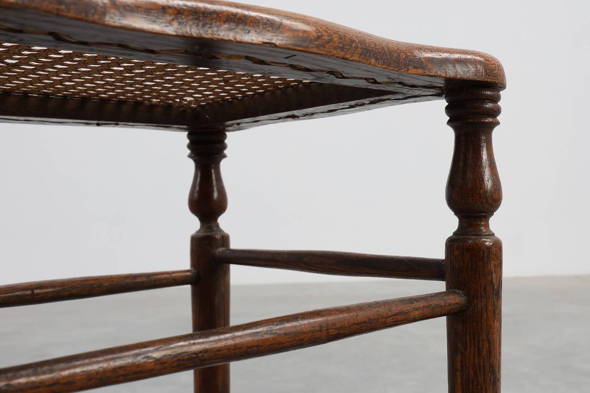 Antique French wooden Stool with Cane Seat, Early 19th Century
