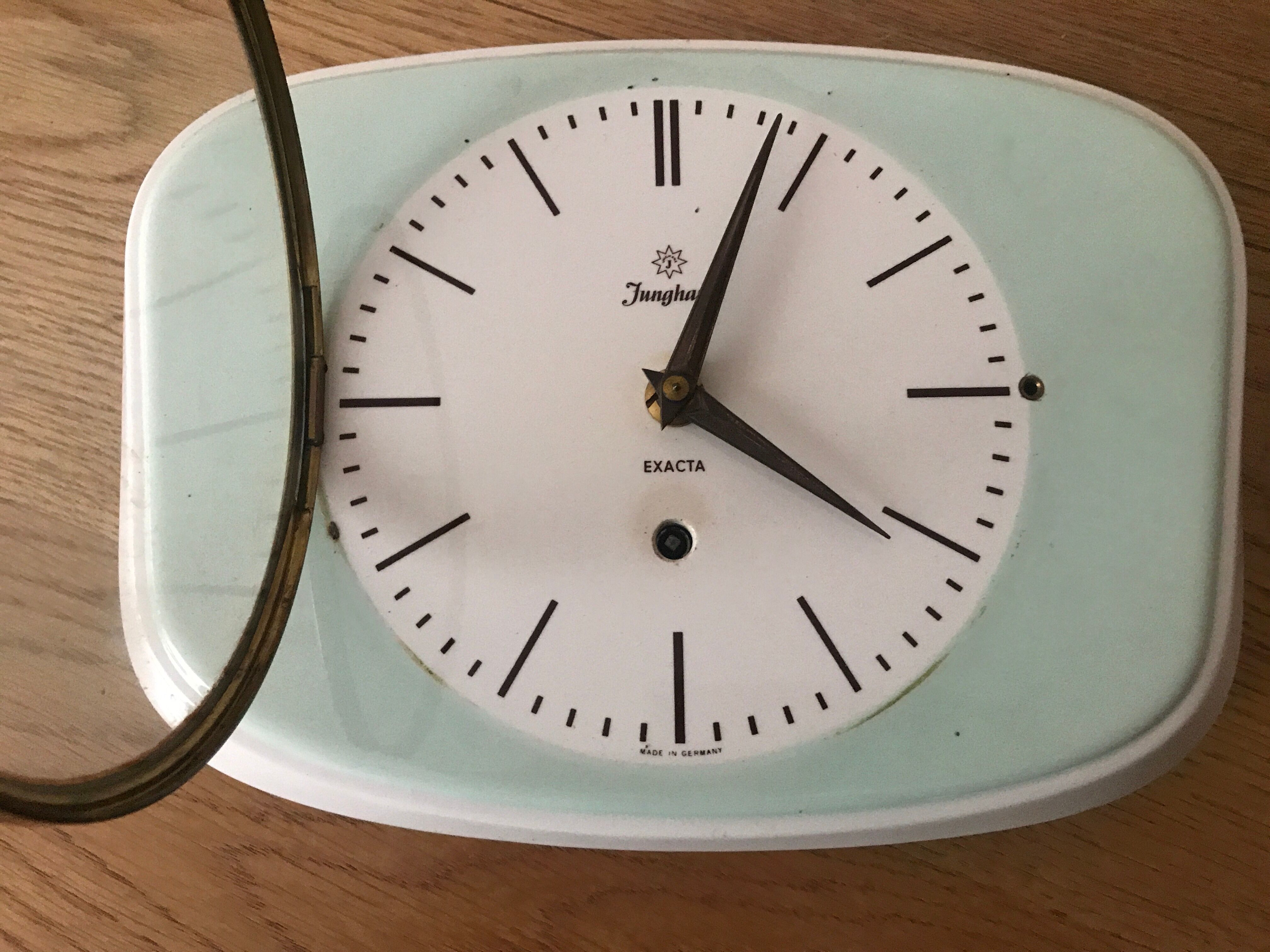 Vintage mint green earthenware clock
