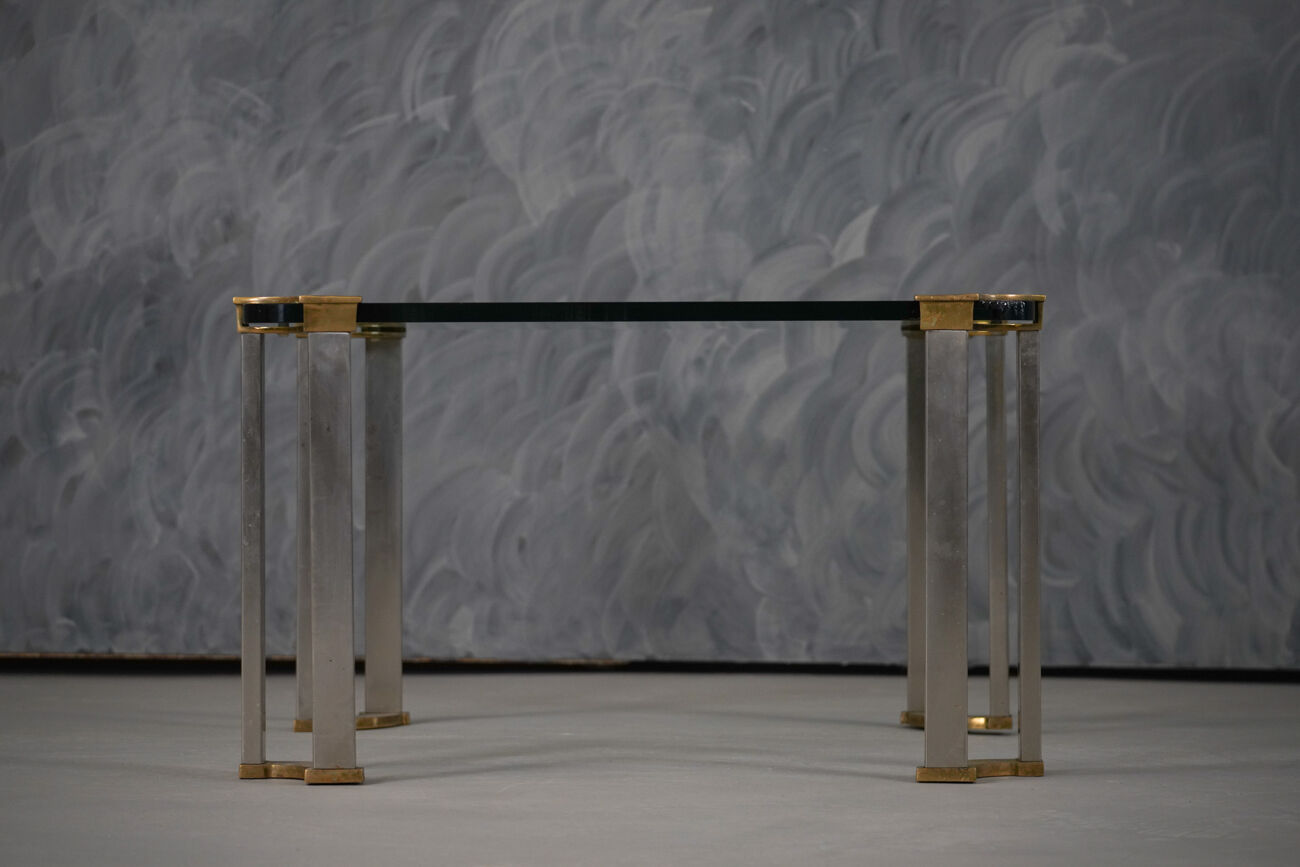 Vintage bronze and glass small coffee table by Peter Ghyczy, Germany 1970s