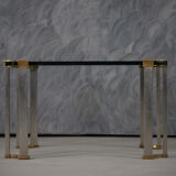 Vintage bronze and glass small coffee table by Peter Ghyczy, Germany 1970s