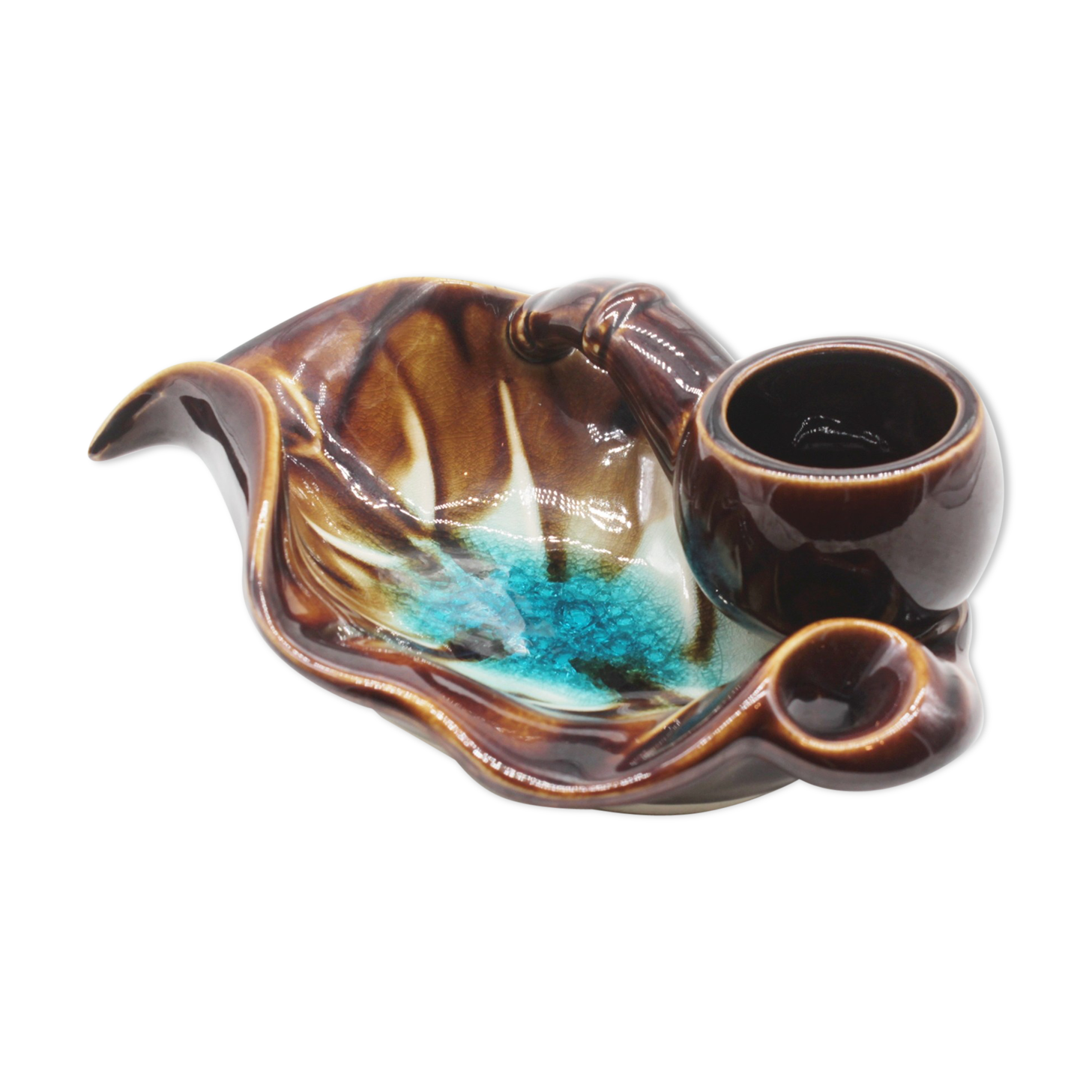 Ceramic pipe-shaped ashtray