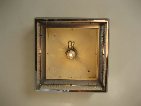 Vintage ceiling lamp with plastic sheets in chomed profiles 46x46 cm