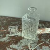 Vintage, whisky decanter, square, glass, diamond tip, square cap, tableware, décor