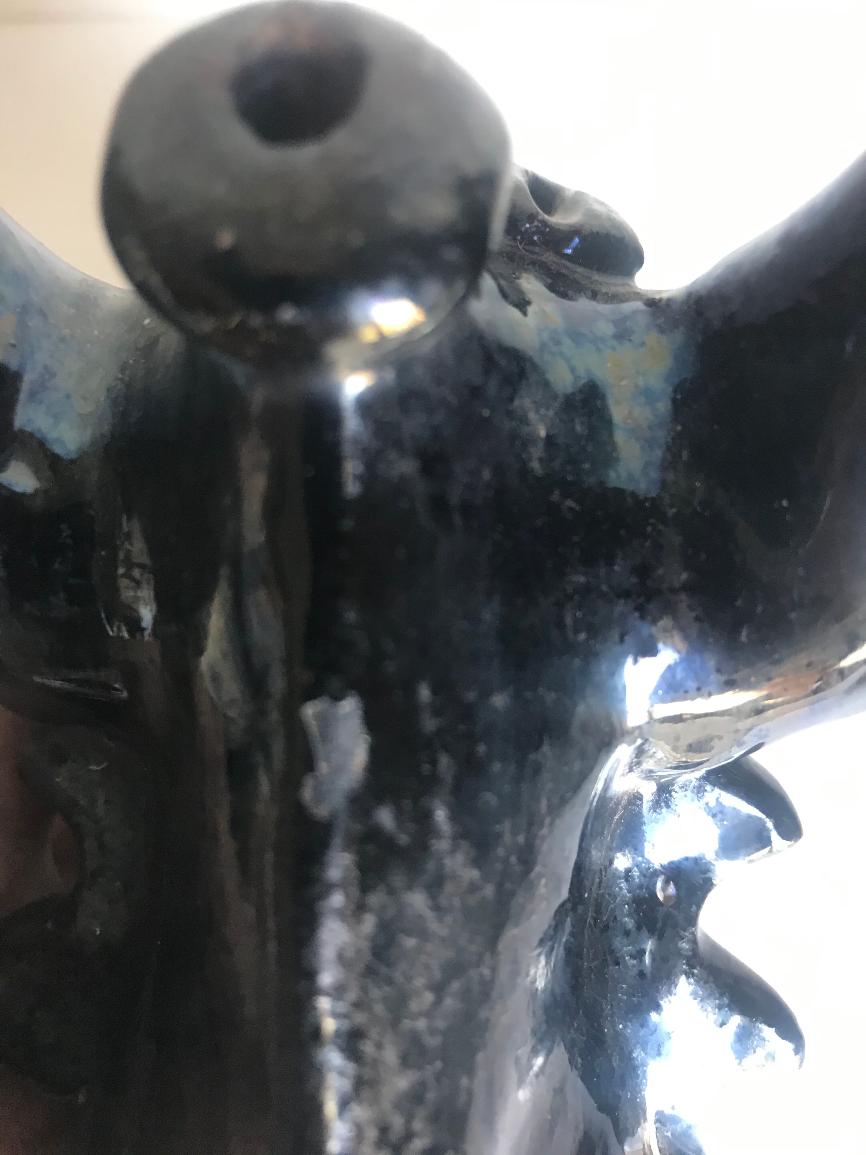 Pitcher forms Taurus terracotta glazed black vintage 60s black decoration