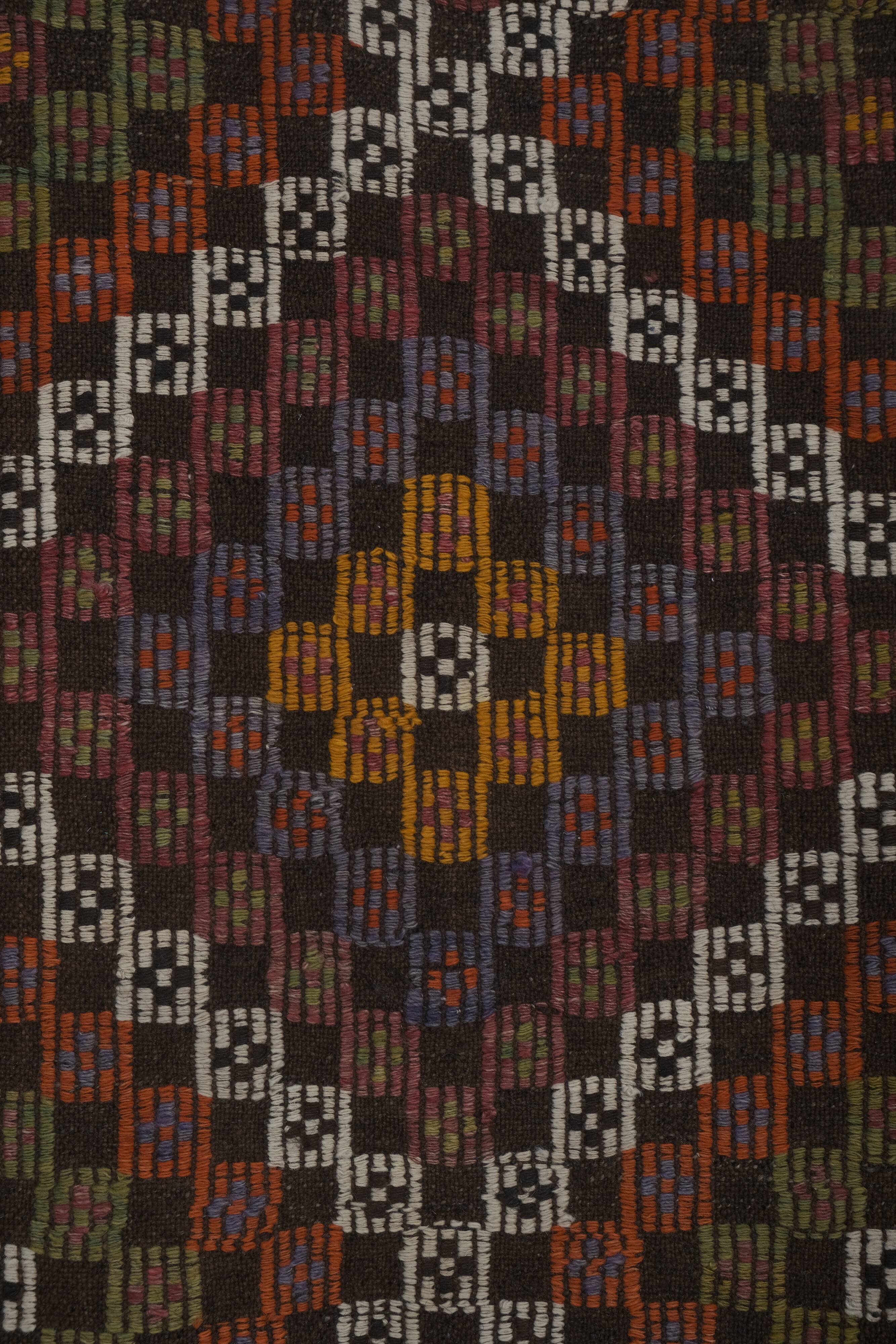 Turkish Geometric Jajim Flat-Weave Textile - Dining Room Kilim 5'3" X 8'10"