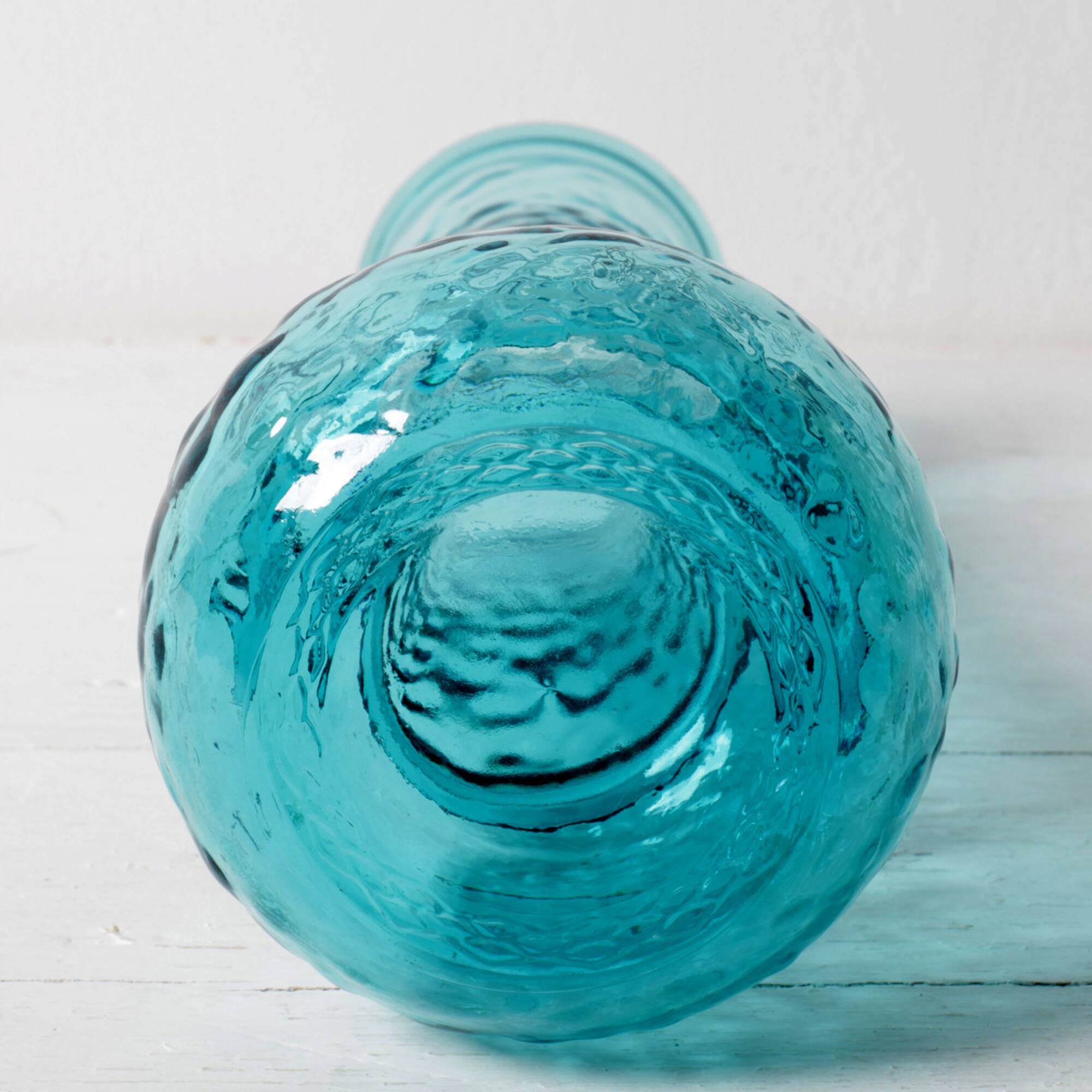 Turquoise Stylish Glass Flower Vase / Bibi / Italy / 1980s