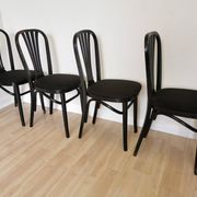 Set of 4 Vintage Black Wooden Dining Chairs: STOL Kamnik, 70s, Yugoslavia