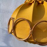 Wooden rattan and fabric suspension