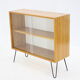 1970s birch/glass cabinet, czechoslovakia