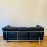 LC2, Le Corbusier for Cassina, Threeseater, Chrome and Leather