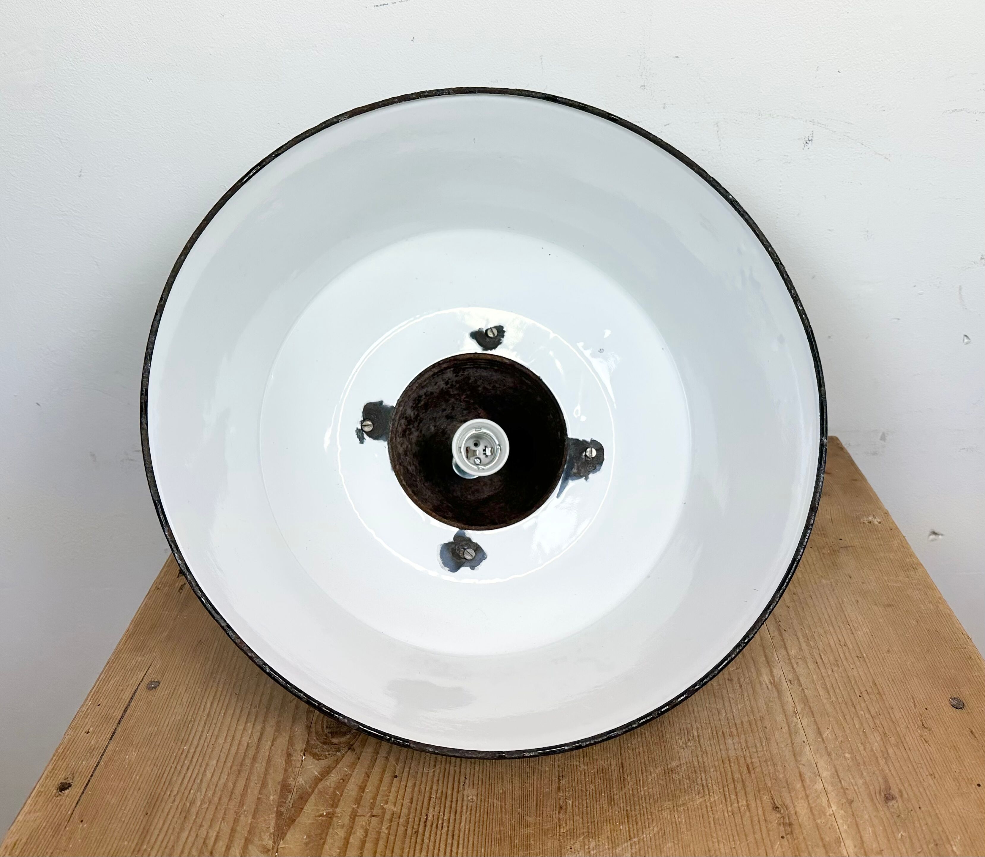 Industrial Blue Enamel and Cast Iron Pendant Light, 1960s