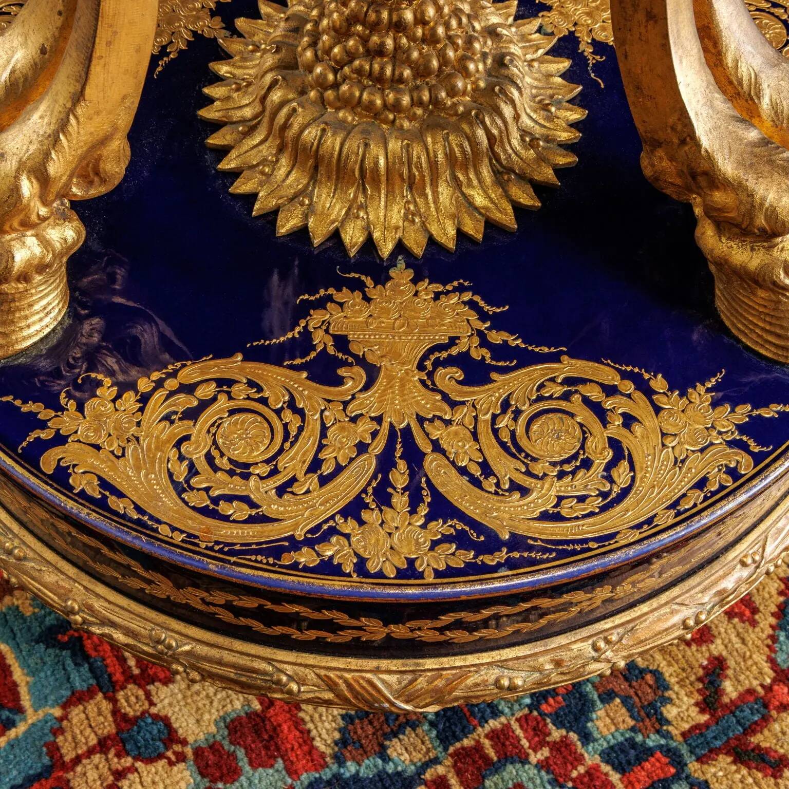 Antique gilded bronze and porcelain tripod, France, 19th century