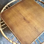 Wood and rattan coffee table, 1960s ⌀ 85 cm