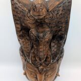 Sculptural Mask Wood - Face & Royal Cobra (Naga) - Tribal Art Indonesia