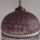 French Mid Century Purple Art Glass Ceiling Light Beaded Fringed Shade 4491