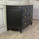 Louis XV oak chest of drawers, black patina, 18th century