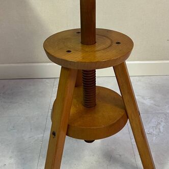 Adjustable and swivel wooden stool