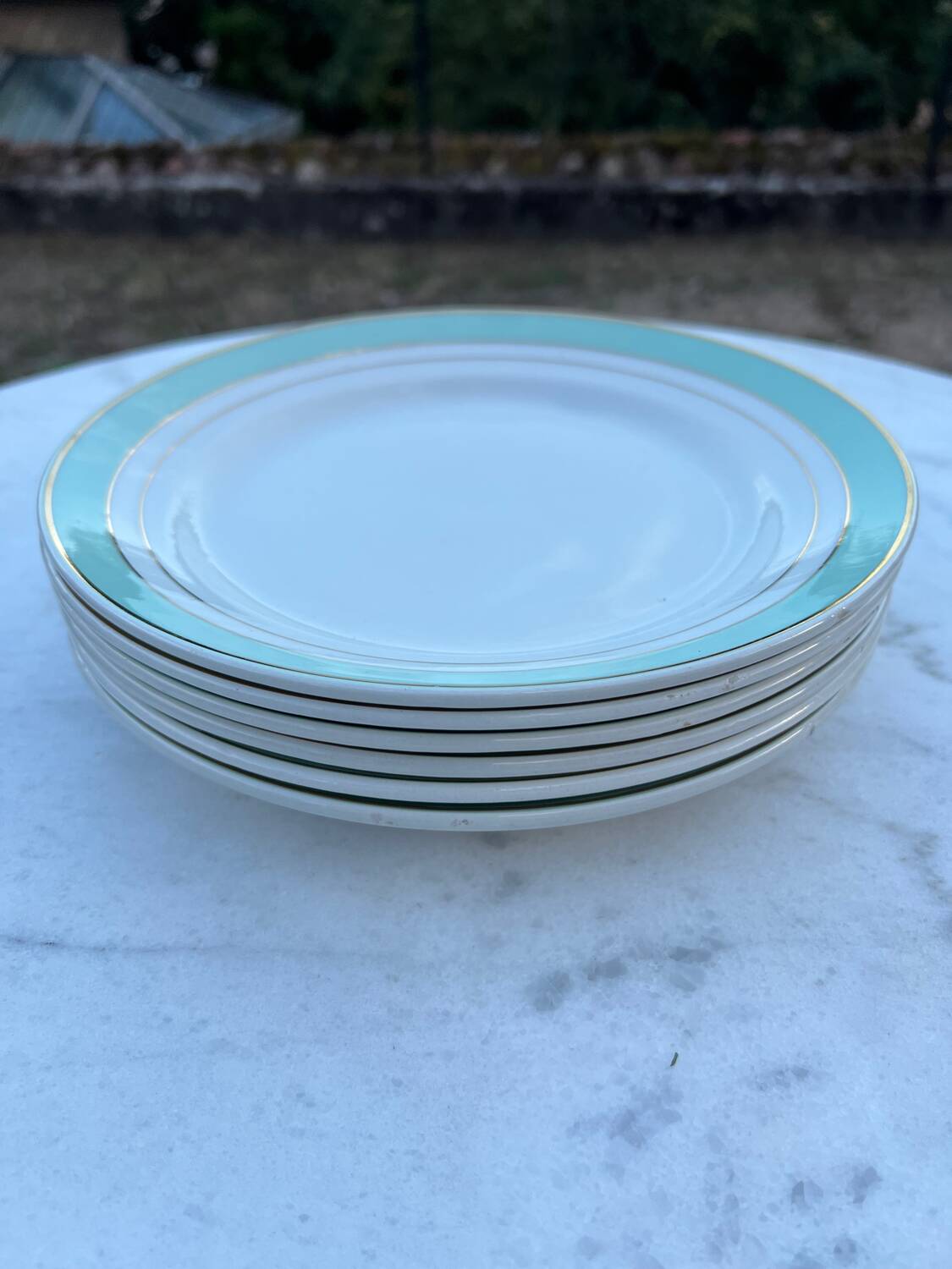 Set of 6 porcelain demi-porcelain plates K&G Lunéville model Épinay