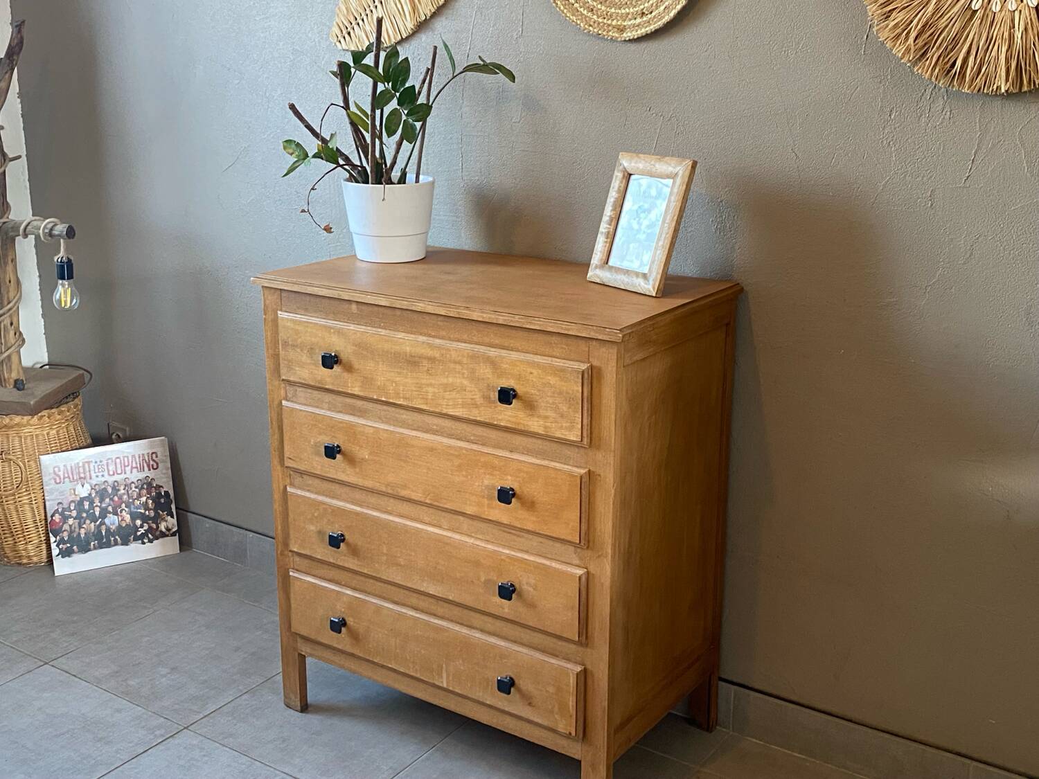 Vintage light oak chest of drawers