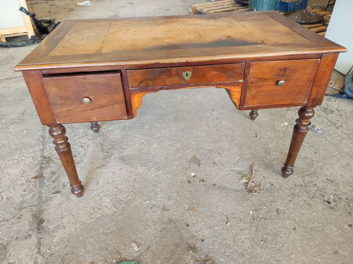 Louis Philippe flat desk in walnut