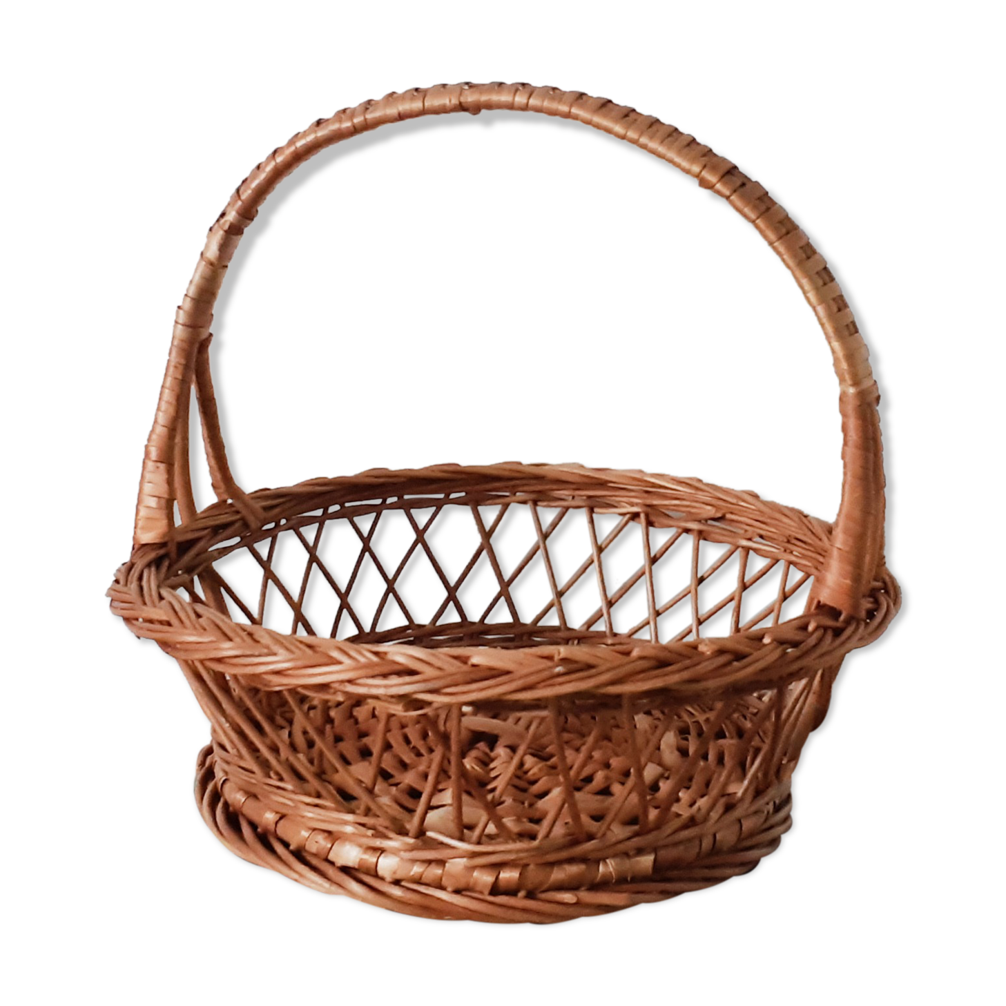 Corbeille panier en rotin osier vintage français