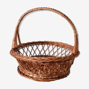 Basket, rattan/wicker basket, vintage french