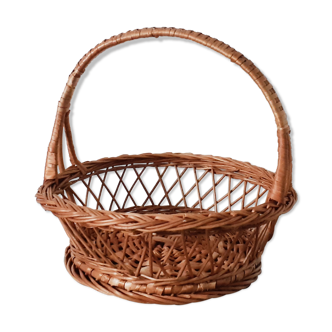 Basket, rattan/wicker basket, vintage french