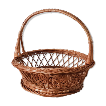 Corbeille panier en rotin osier vintage français