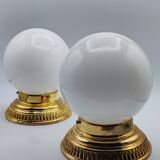 Pair of white opaline sconces