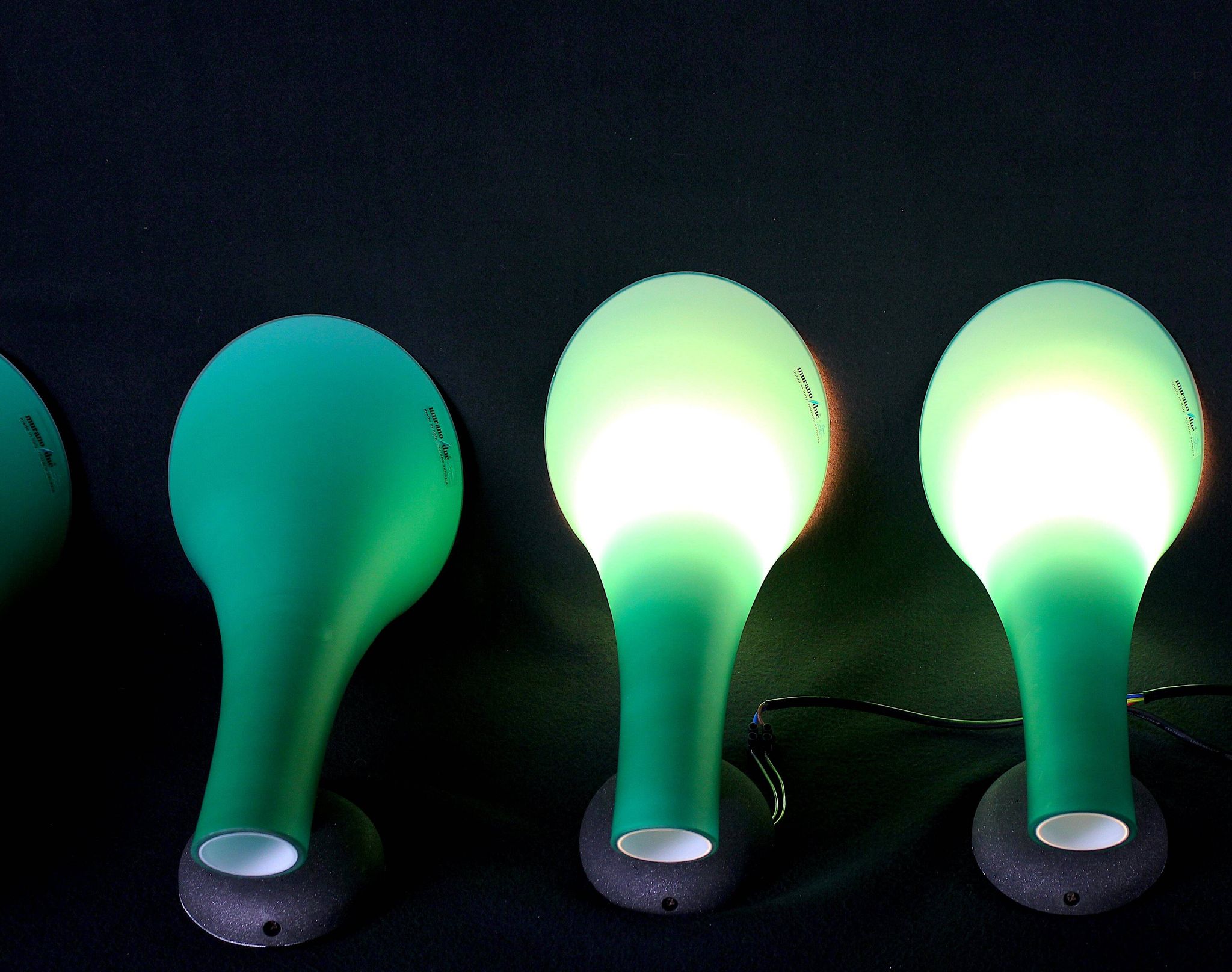 Set of four green Murano glass sconces, by Carlo Nason for "Murano Due", Italy