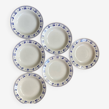 Vintage soup plates with blue cherry decor