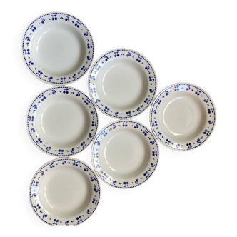 Vintage soup plates with blue cherry decor