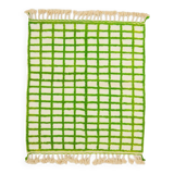 Moroccan Berber rug with reverse checkered pattern in green
