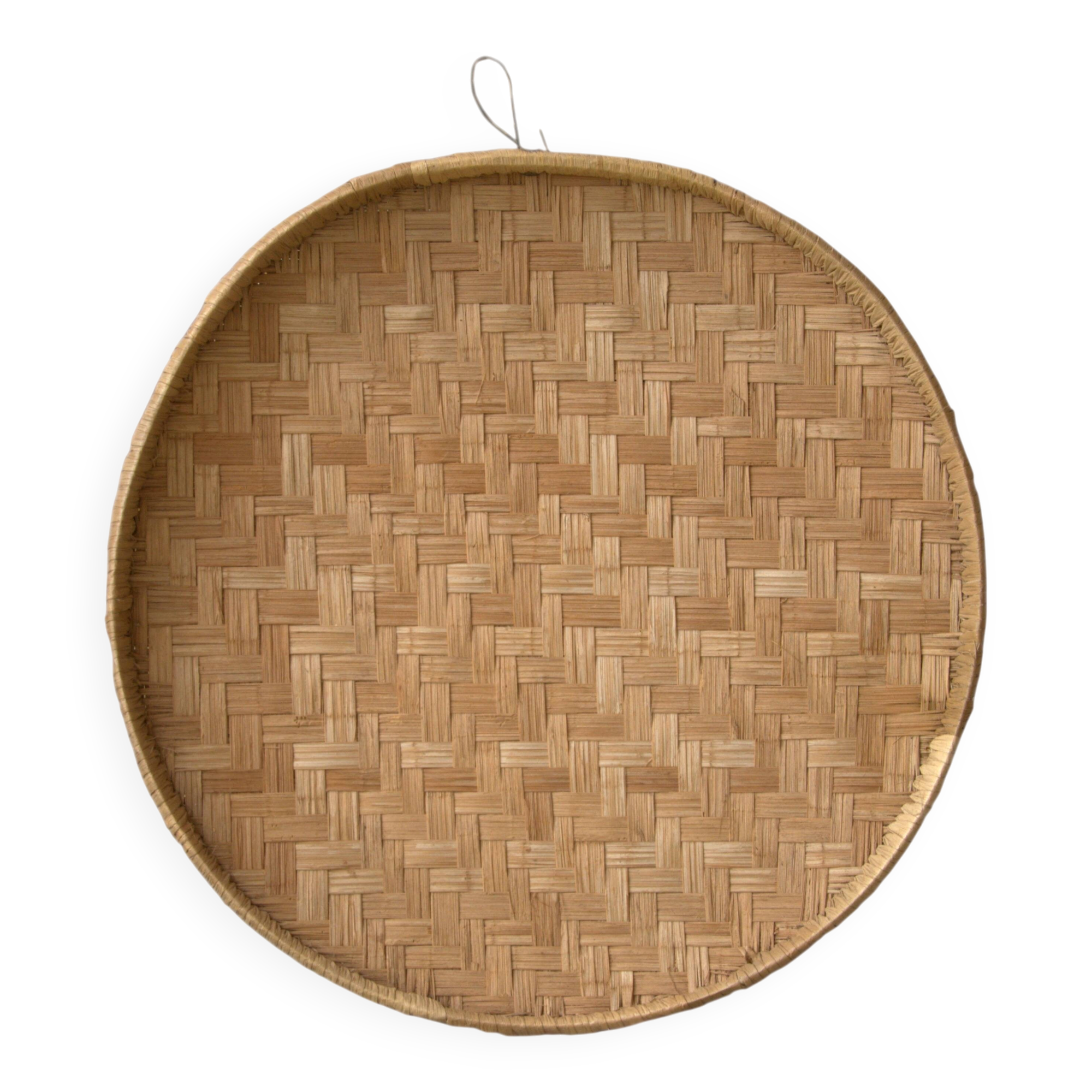 Large rice plate made of wicker, originating from Cambodia, 66cm.