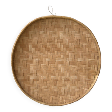 Grande assiette à riz en vannerie, originaire du Cambodge, 66cm
