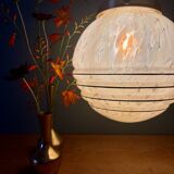 Vintage art deco globe pendant light in yellow and gold Clichy glass